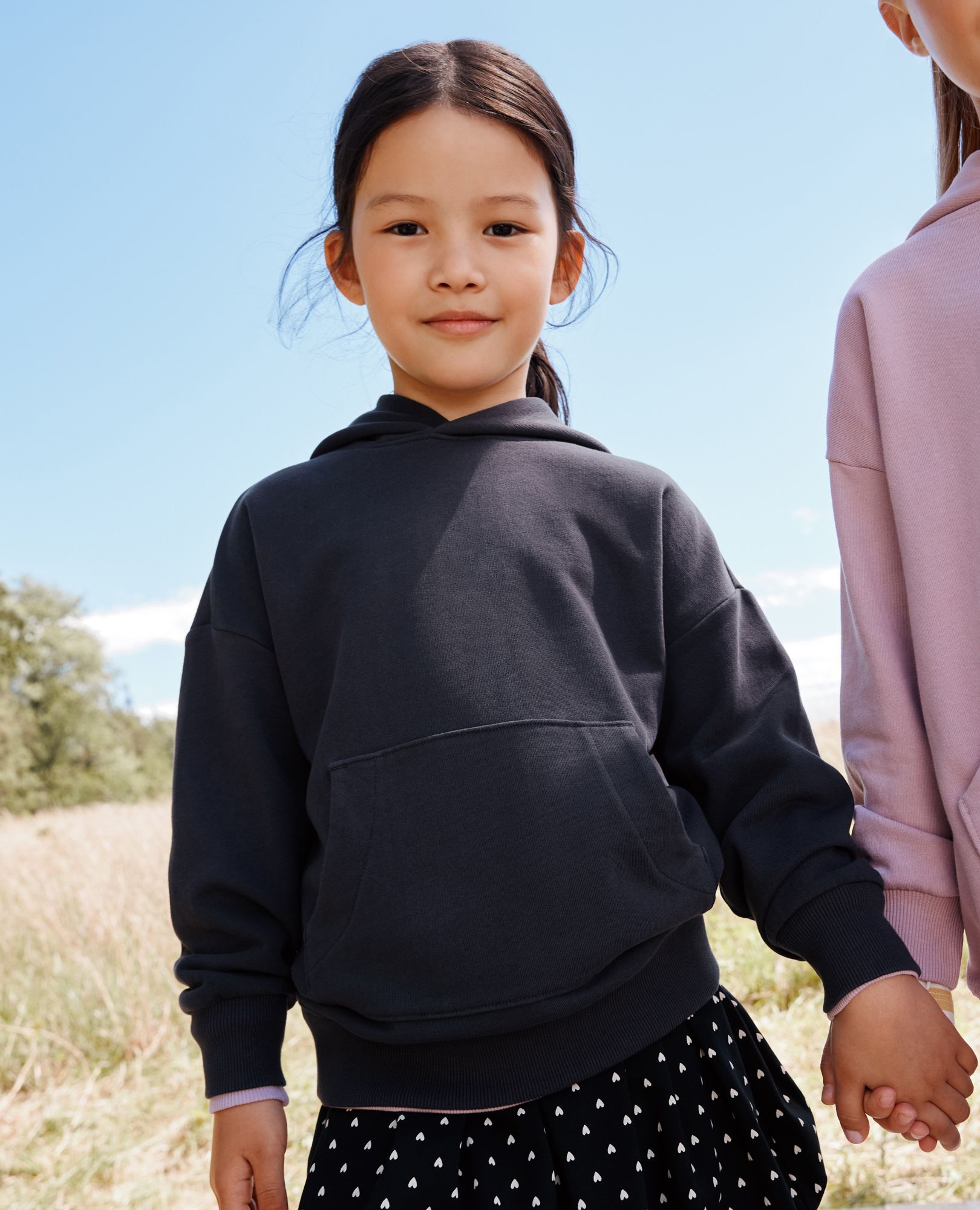 Oversized French Terry Hoodie in Soft Black - main