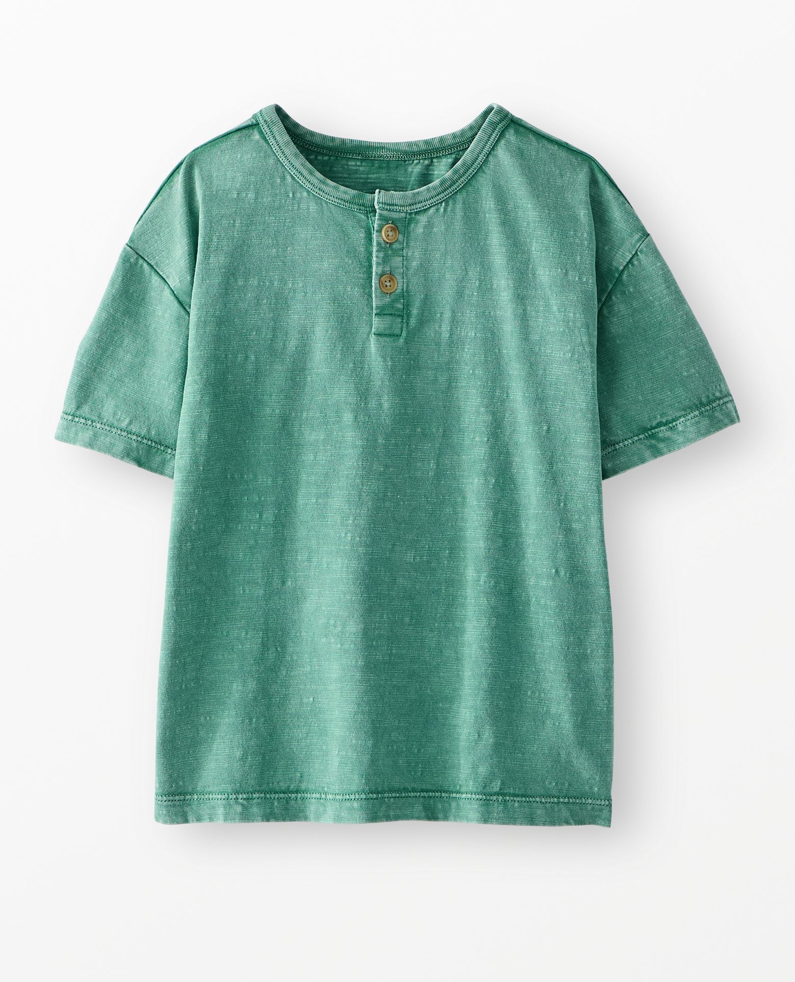 Relaxed Fit Henley T-Shirt in Bottle Green - main