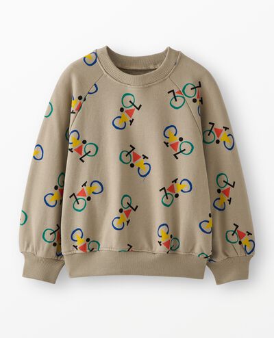 Oversized French Terry Bubble Sweatshirt in Biking Around on Grey - main