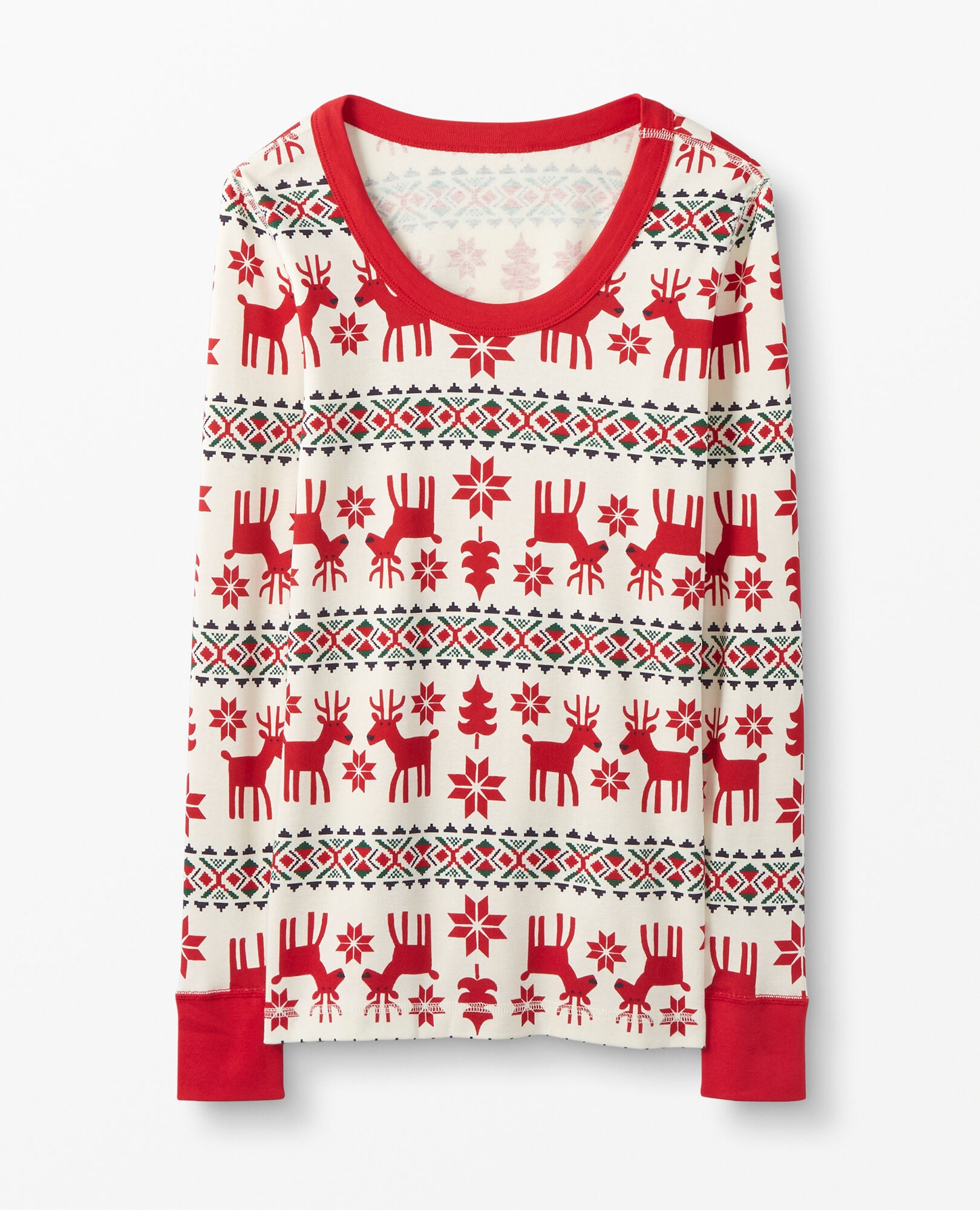 Women s Holiday Print Long John Pajama Top