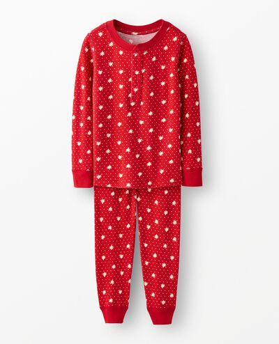 Holiday Waffle Pajama Set in Red Forest - main