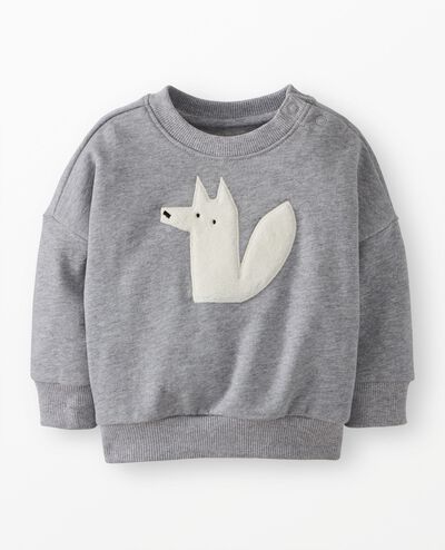 Baby Holiday French Terry Sweatshirt in Arty the Arctic Fox on Grey - main