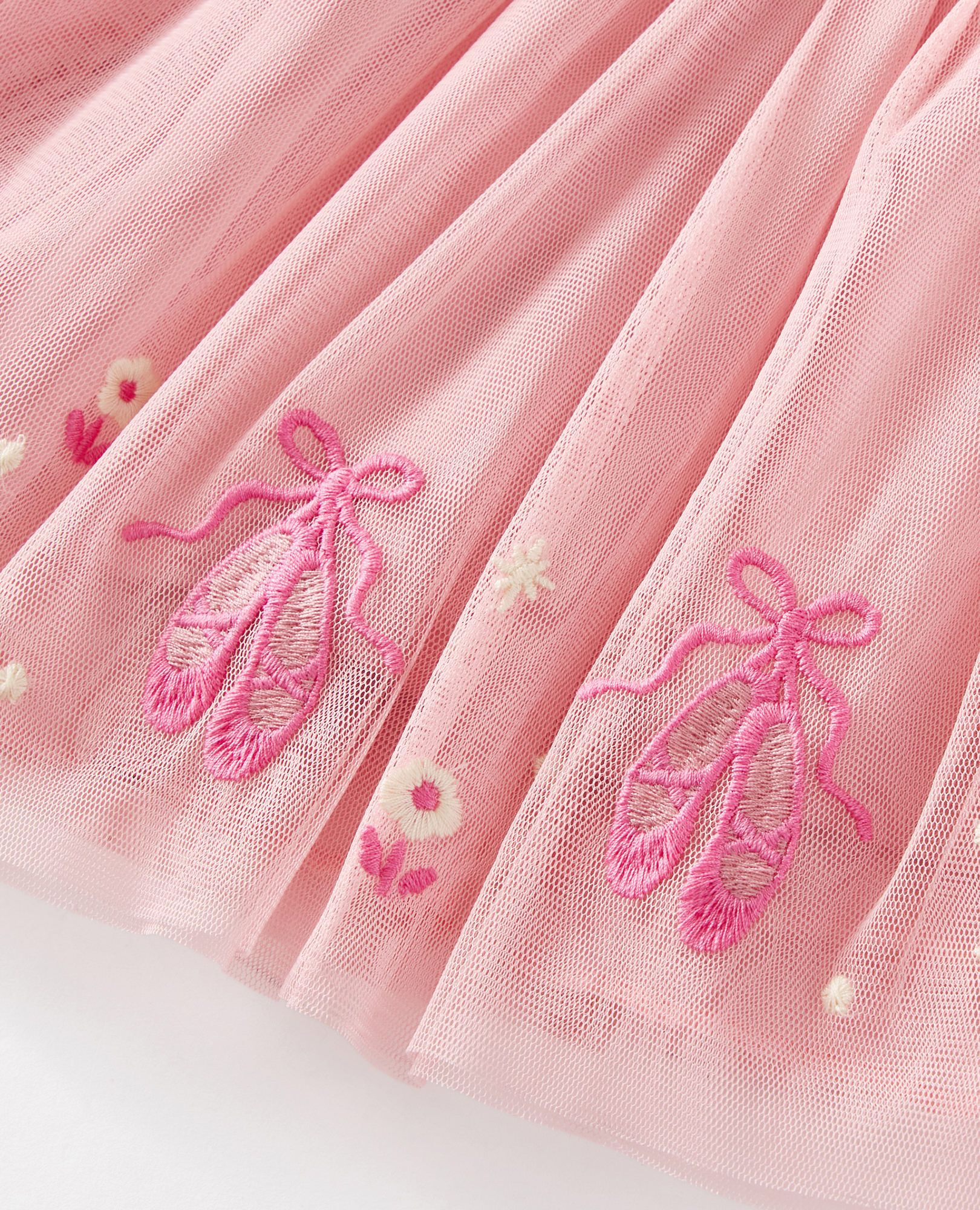 Baby Long Sleeve Tulle Embroidered Dress in Pointe Shoes on Powdered Rose - main
