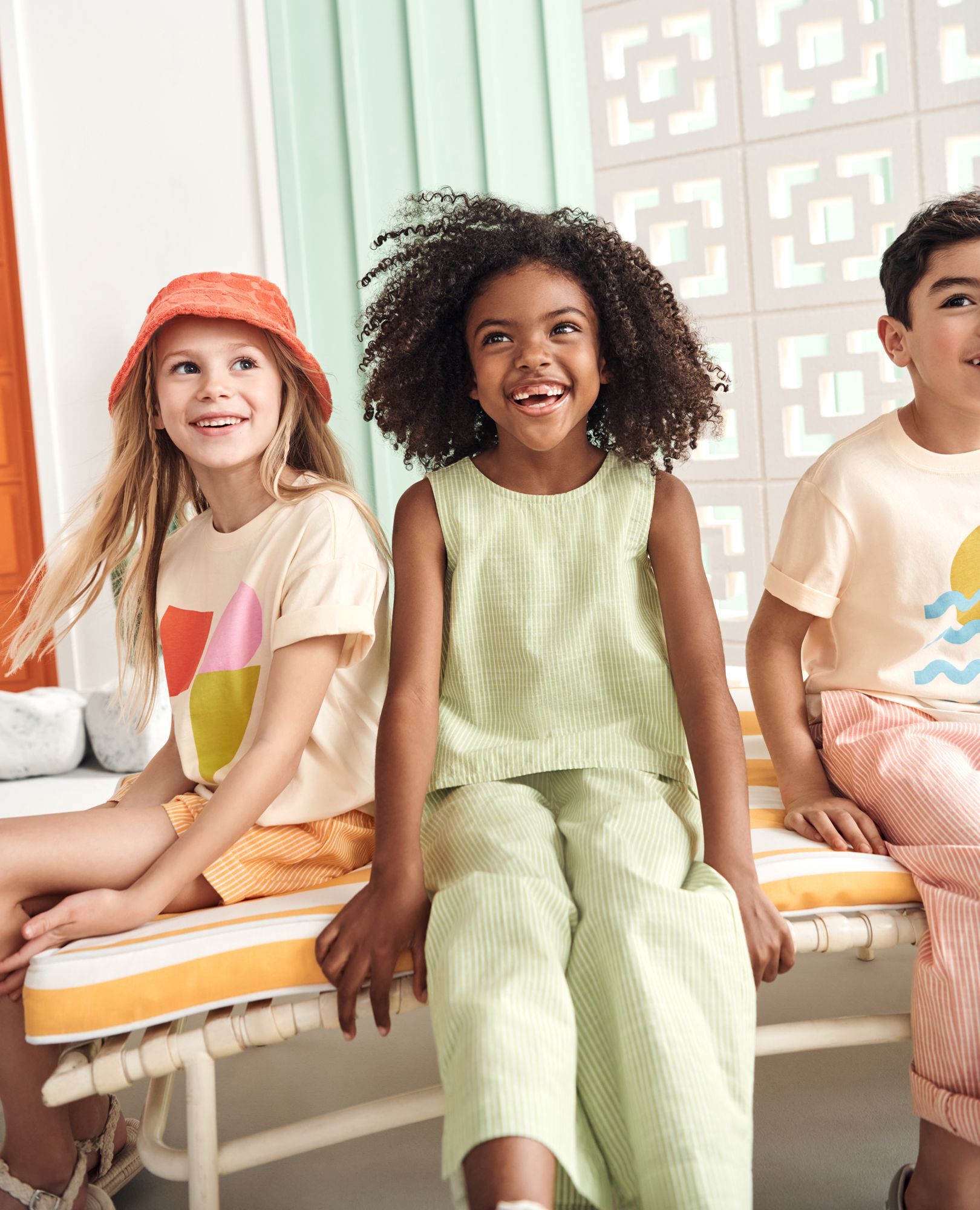 Poplin Crossback Top in Leaf Green/Ecru - main