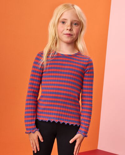 Long Sleeve Pointelle Top in Electric Purple/Grenadine - main