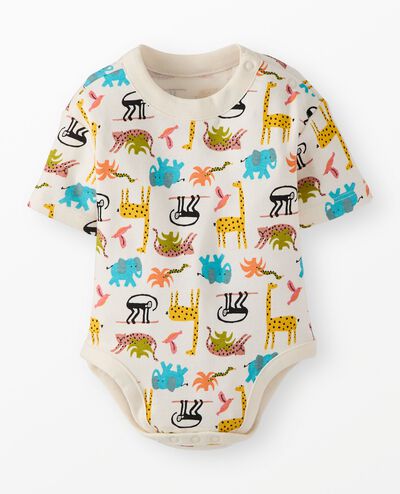 Baby Bodysuit in Jungle Animals on Ecru - main