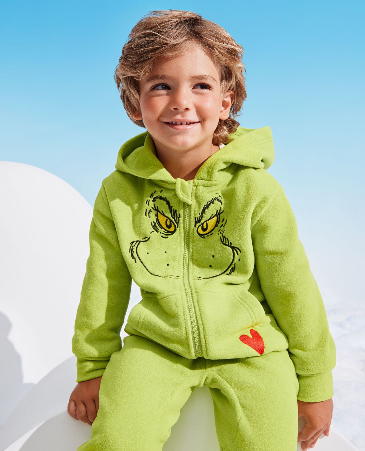 Kids Dr. Seuss Grinch Costume Fleece Jumpsuit in Grinch - main