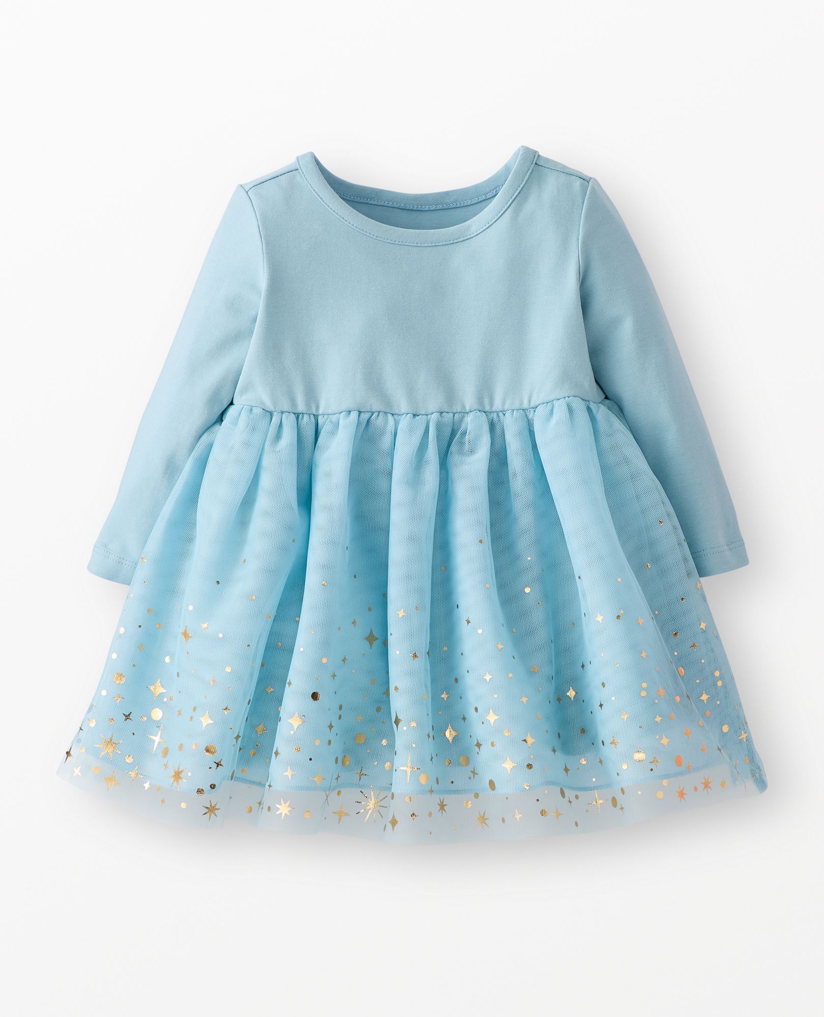 Baby Long Sleeve Tulle Shimmer Dress in Robin's Egg Blue - main