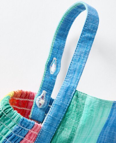 Baby Sleeveless Poplin Dress & Bloomers Set in Bright Rainbow Stripe - main