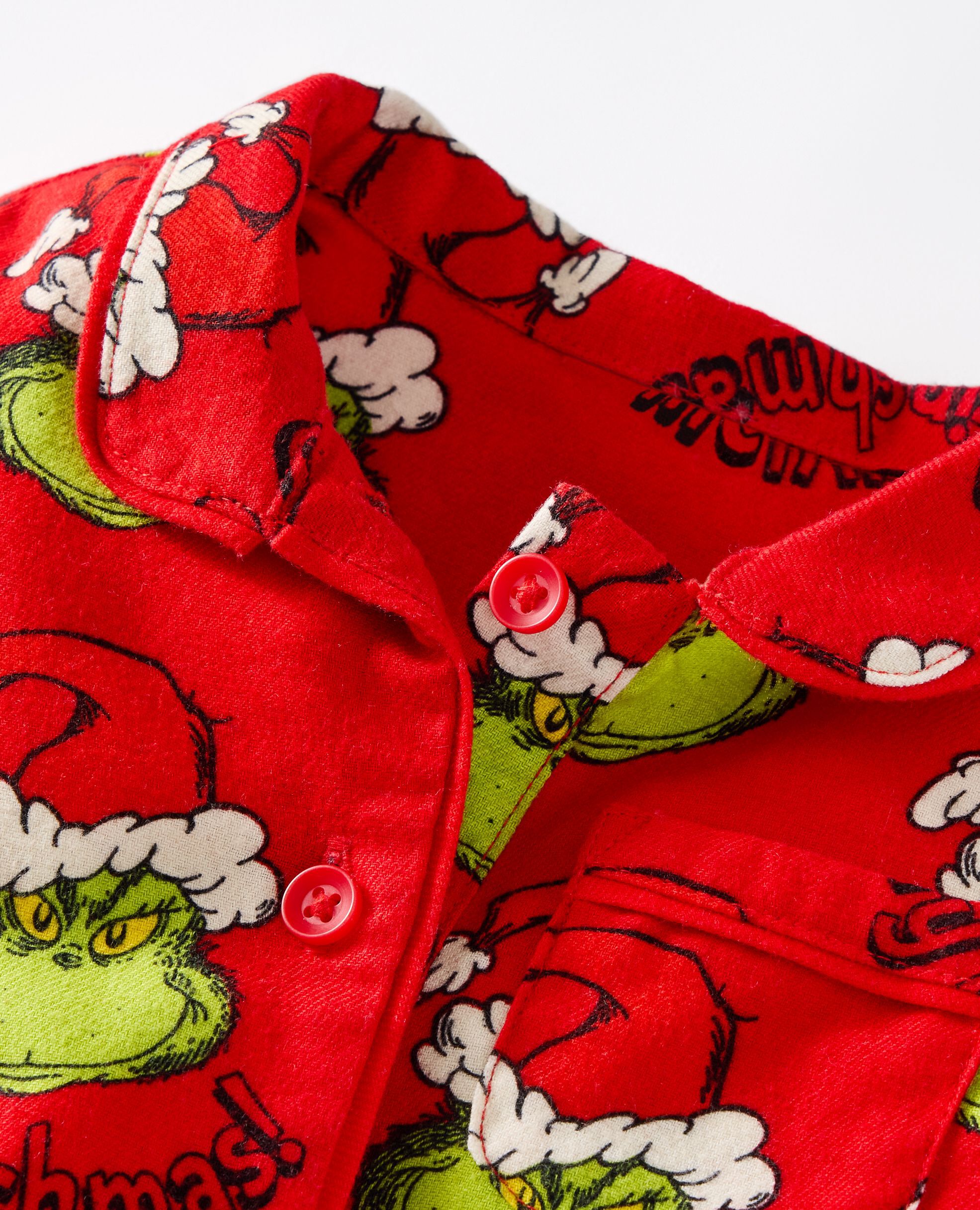 Dr. Seuss Grinch Flannel Sleeper in Merry Grinchmas on Red - main