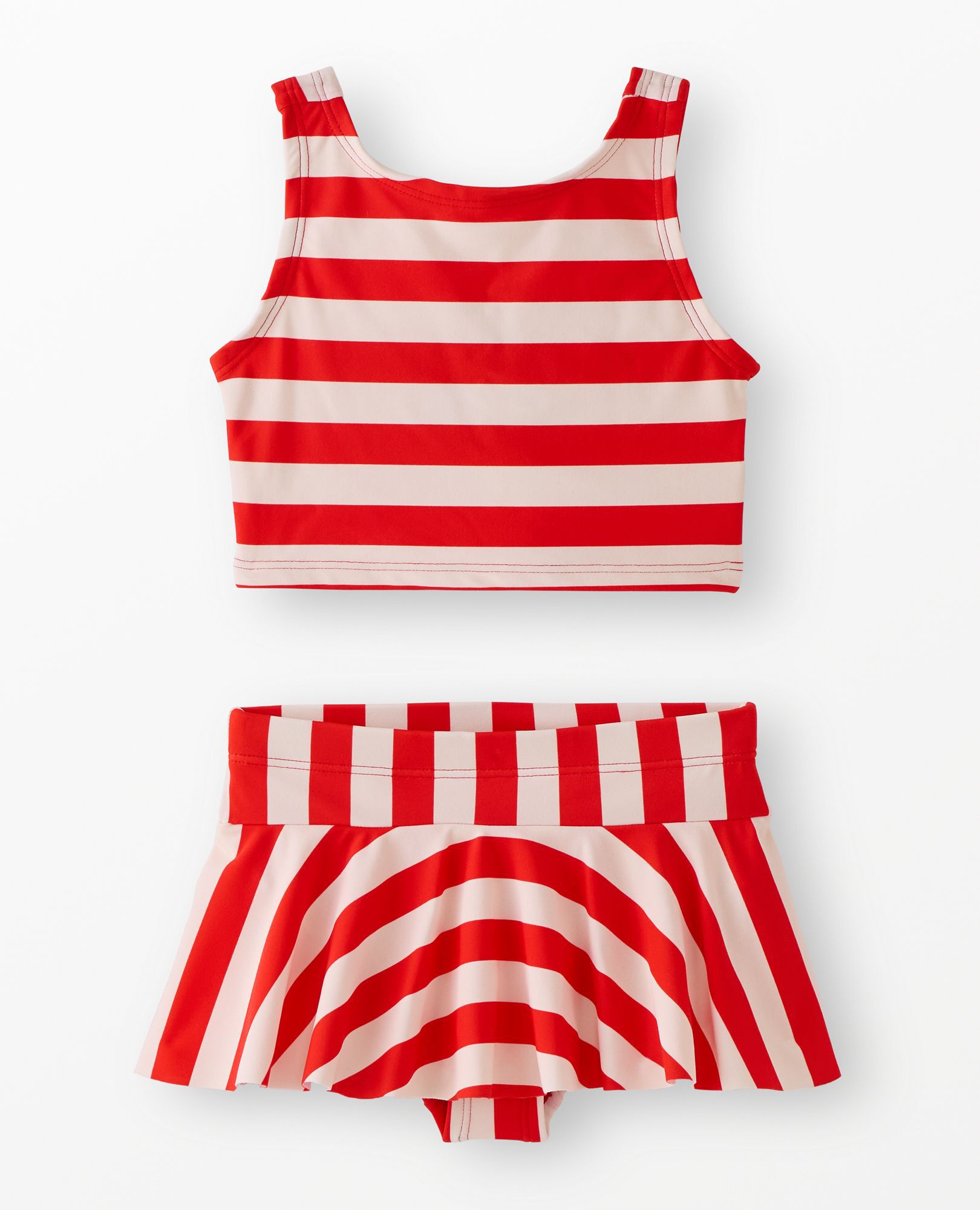 Two-Piece Cherry Back Skirted Swimsuit in Tangy Red/Ecru - main