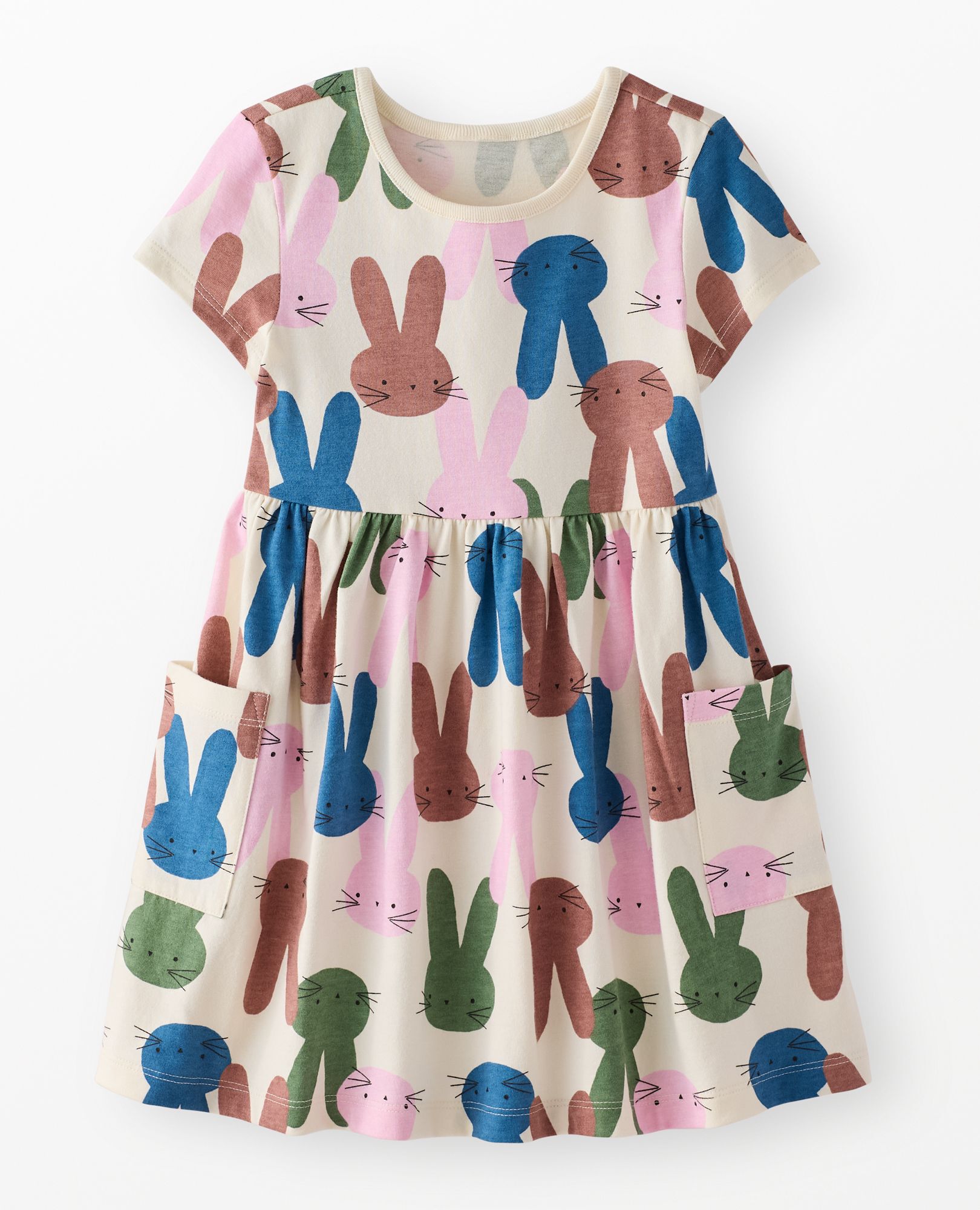 Easter Playground Dress with Pockets in Multi Bunnies - main