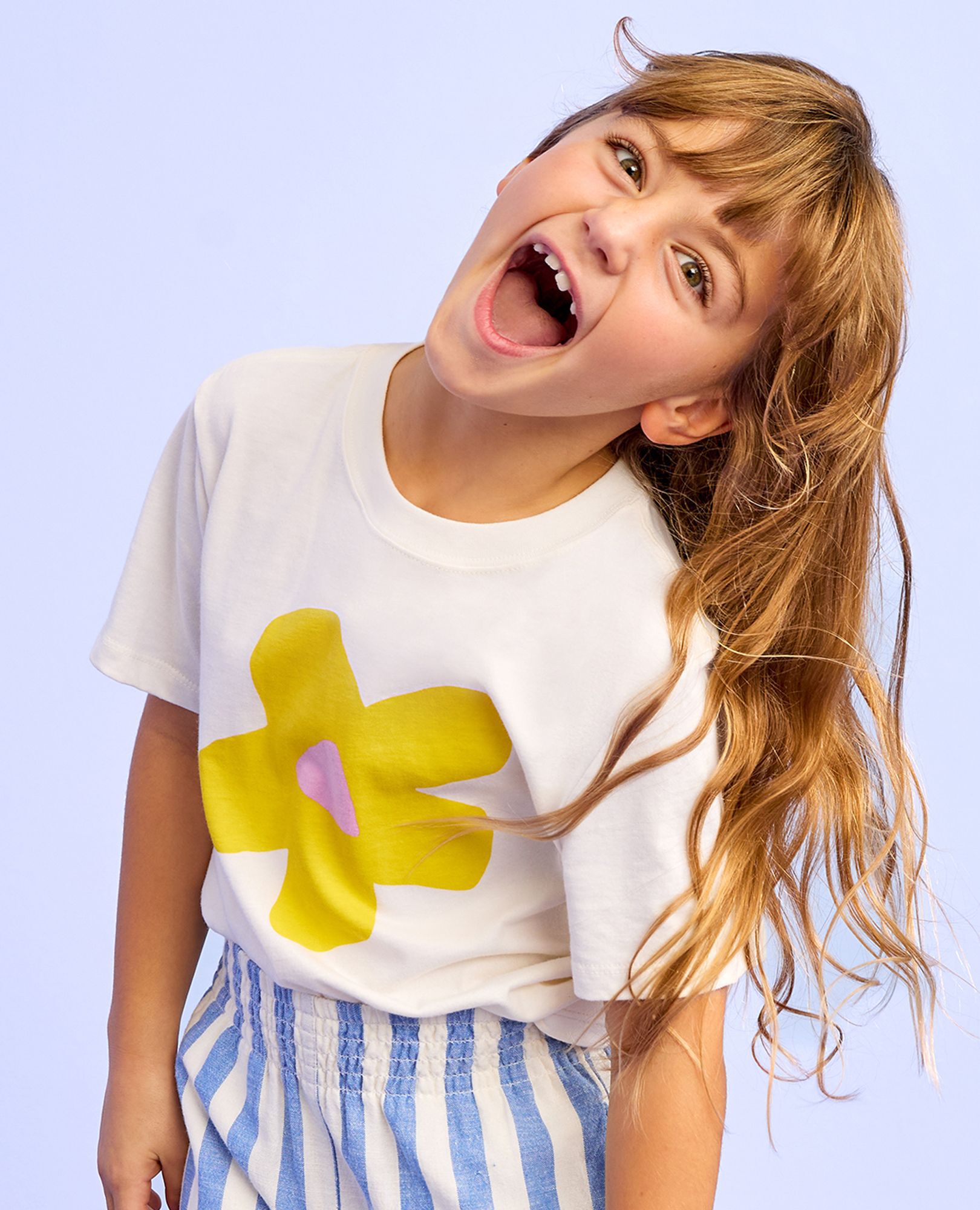 Relaxed Fit Graphic T-Shirt in Yellow Flowers on Ecru - main