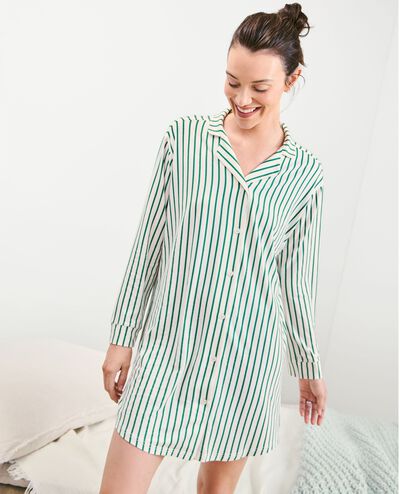 Women's Long Sleeve HannaSoft™ Nightshirt in Fir Tree/Ecru - main