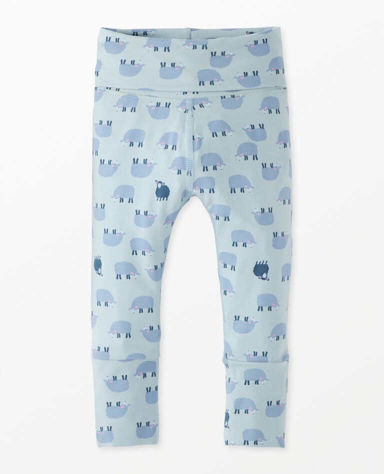 Baby Layette Wiggle Pants in HannaSoft™ in Mini Lamb on Celestial Blue - main
