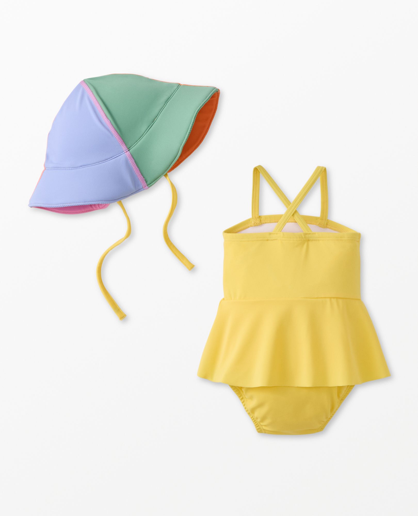 Baby One-Piece Rainbow Swimsuit & Swim Hat Set in Soleil - main
