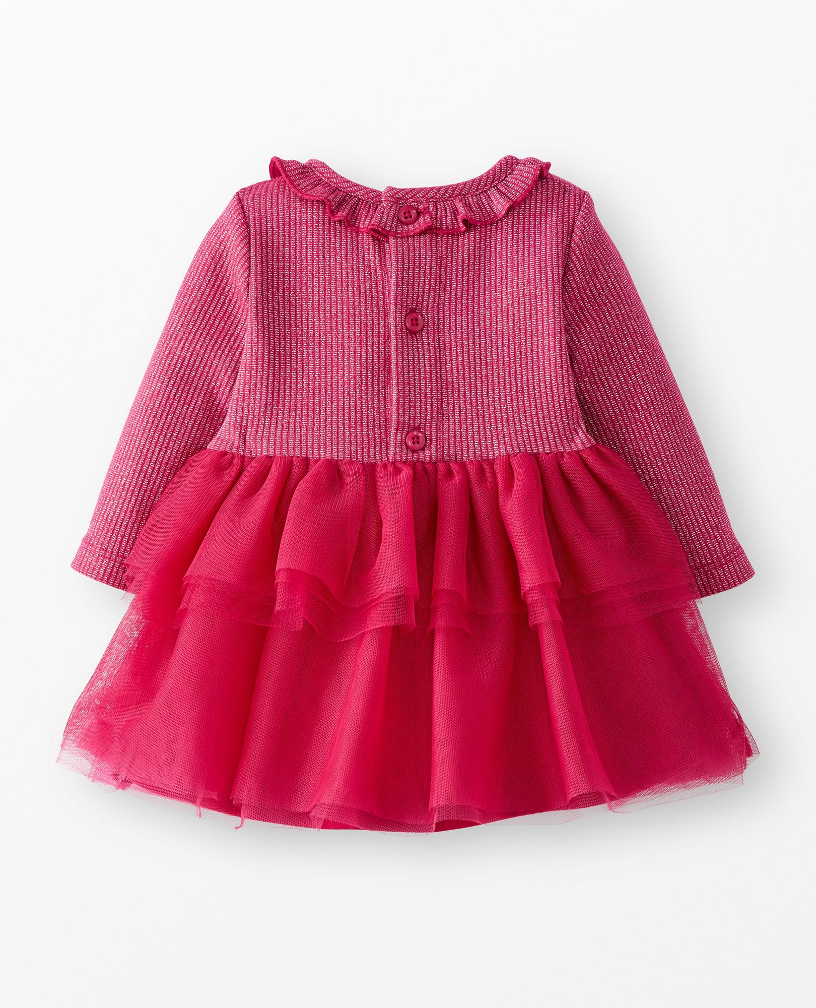 Baby Long Sleeve Tulle Sparkle Dress in Raspberry - main