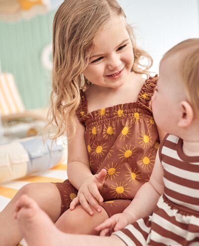 Sleeveless Smocked Top in Parakeet Sunshine Day on Canyon - main