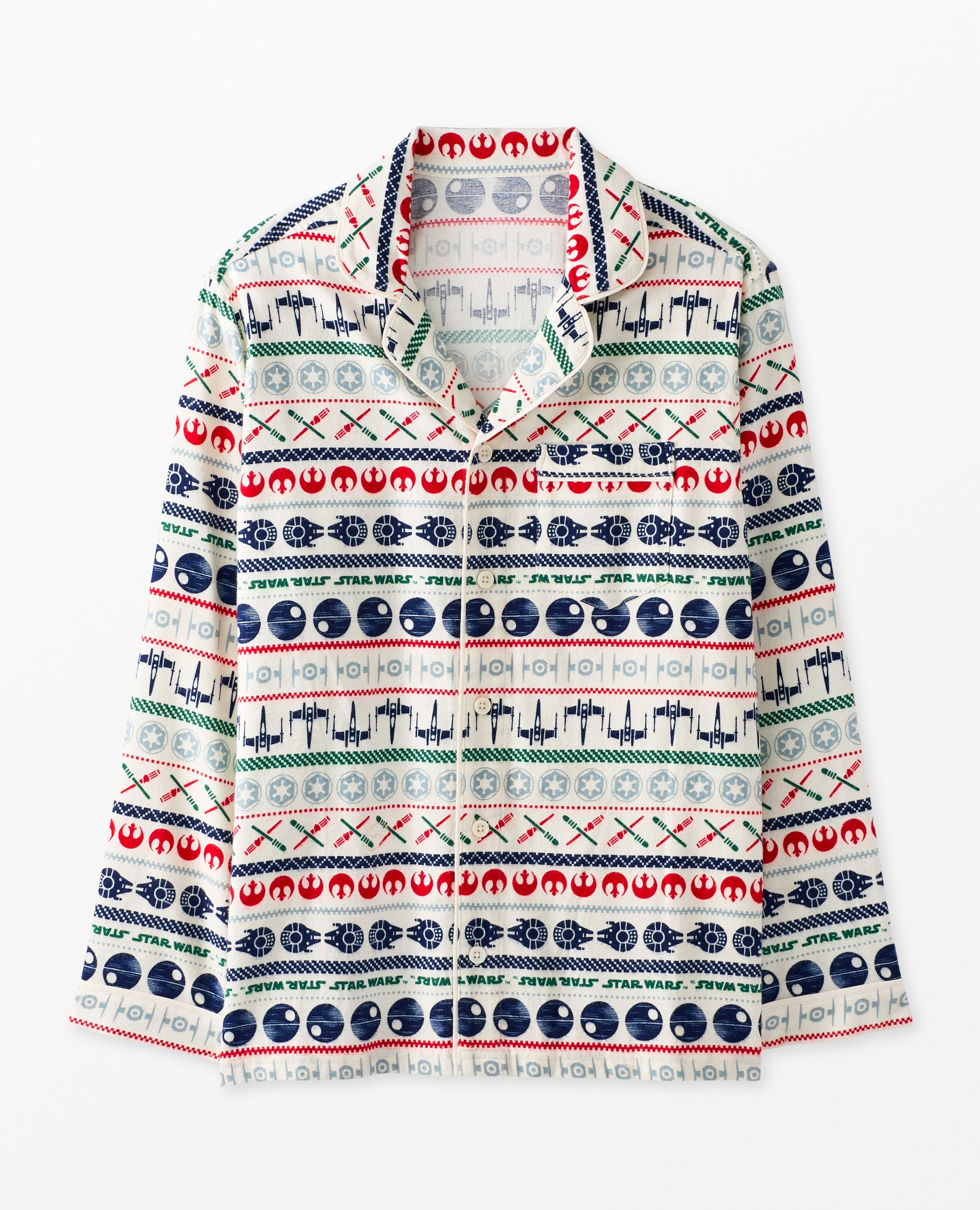 Adult STAR WARS™ Holiday Flannel Pajama Top in Ecru Star Wars Fairisle - main