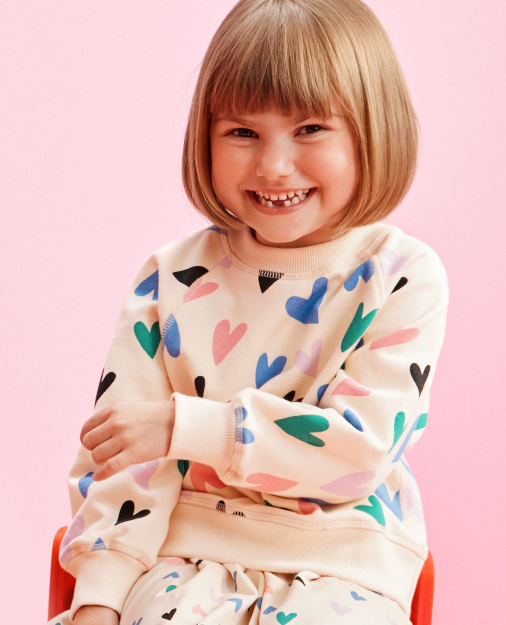 Heart French Terry Sweatshirt in Fluttering Hearts - main