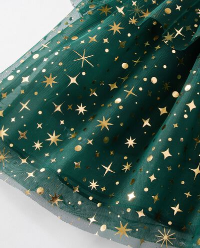 Long Sleeve Tulle Shimmer Dress in Malachite - main