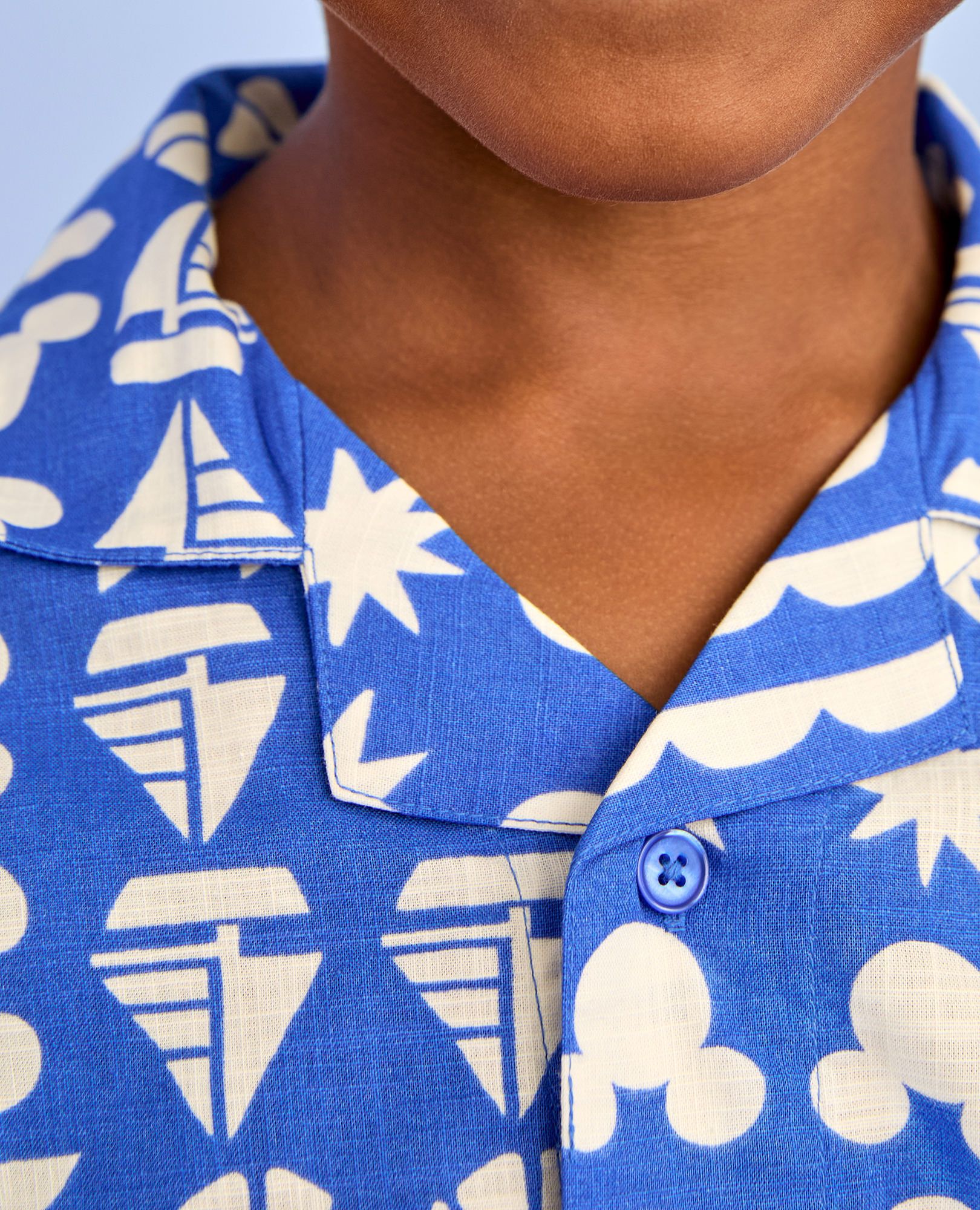 Disney Mickey Mouse Poplin Button Up Shirt & Shorts Set in Mickey Mouse Sail Patchwork Blue - main