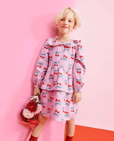 Long Sleeve Poplin Bow Collar Dress in Two of a Kind - main