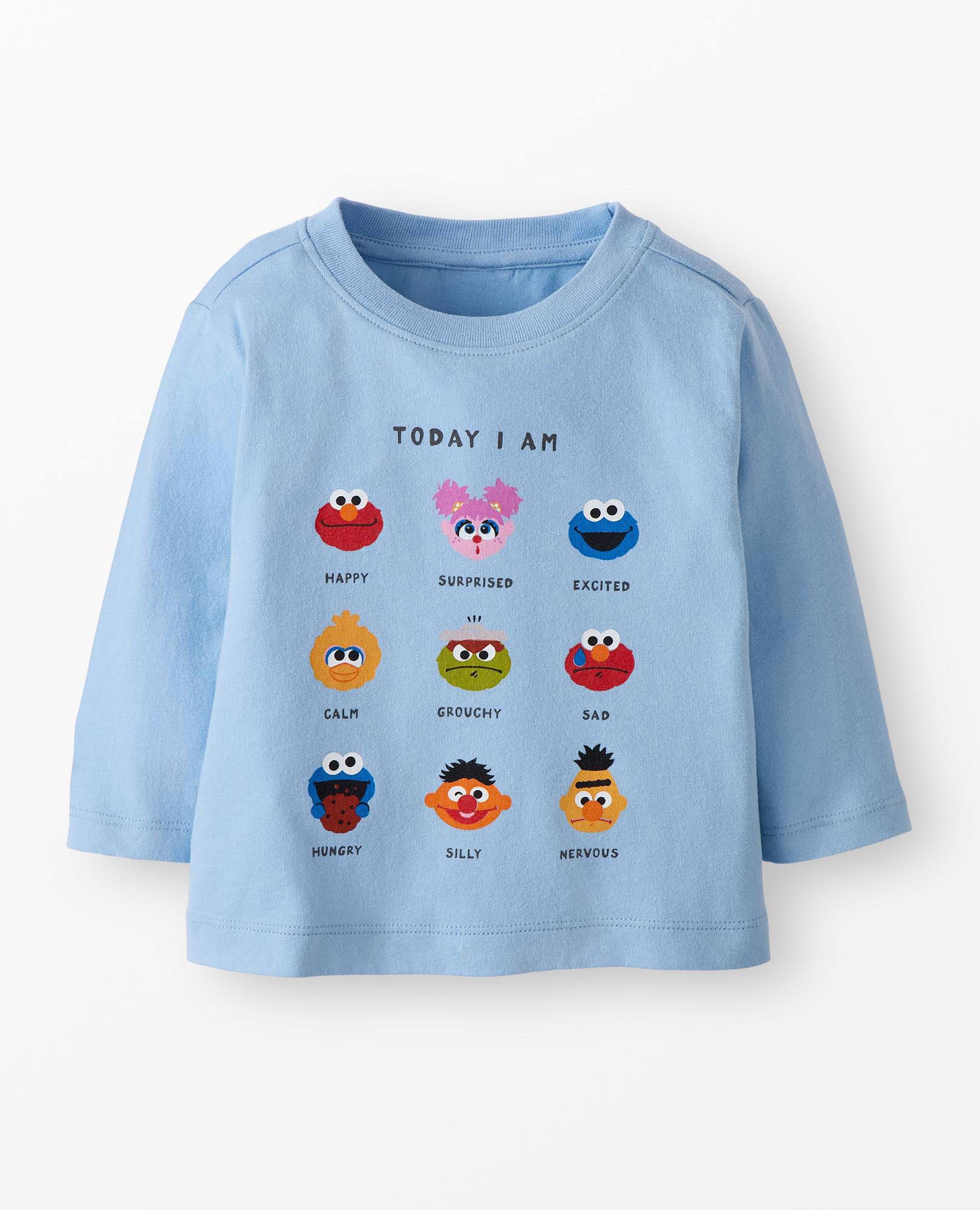 Sesame Street Relaxed Fit Long Sleeve Tee in Sesame Street Feelings on Light Blue - main