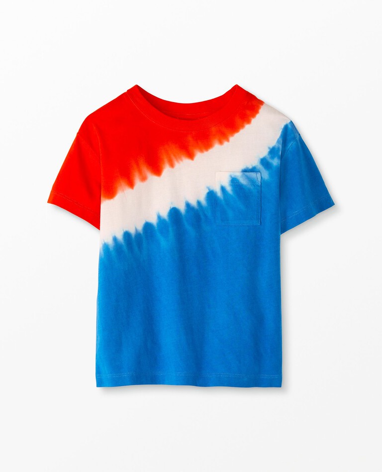 Tie Dye Tee In Cotton Jersey in Tangy Red/Baltic Blue - main