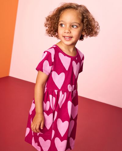 Playground Dress with Pockets in Hearts on Raspberry - main