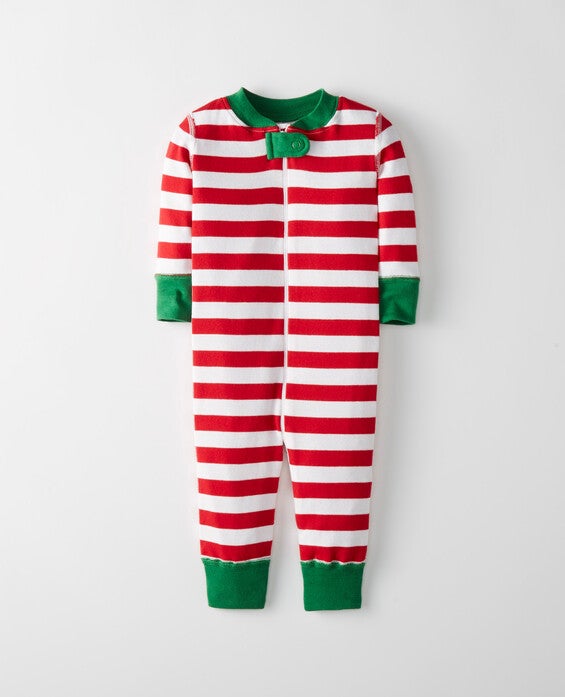 Toddler Striped Zip Sleeper Pajamas In Hanna Red & White - 100% Cotton - Size 3 by Hanna Andersson