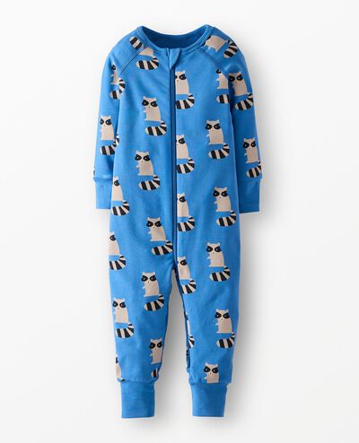 HannaSoft™ Stretch Sleeper in Little Raccoon on Blue - main