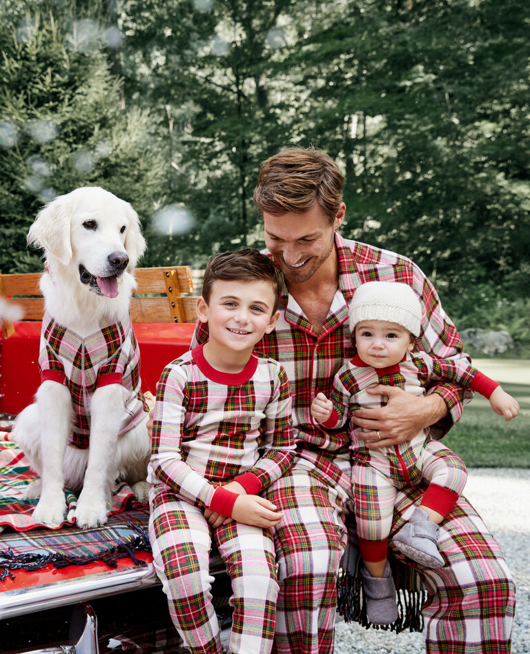 Holiday Plaid Matching Family Pajama Set in  - main