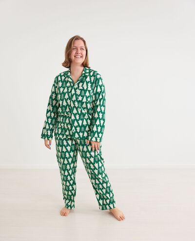 Adult Holiday Flannel Pajama Top in Winter Green - main