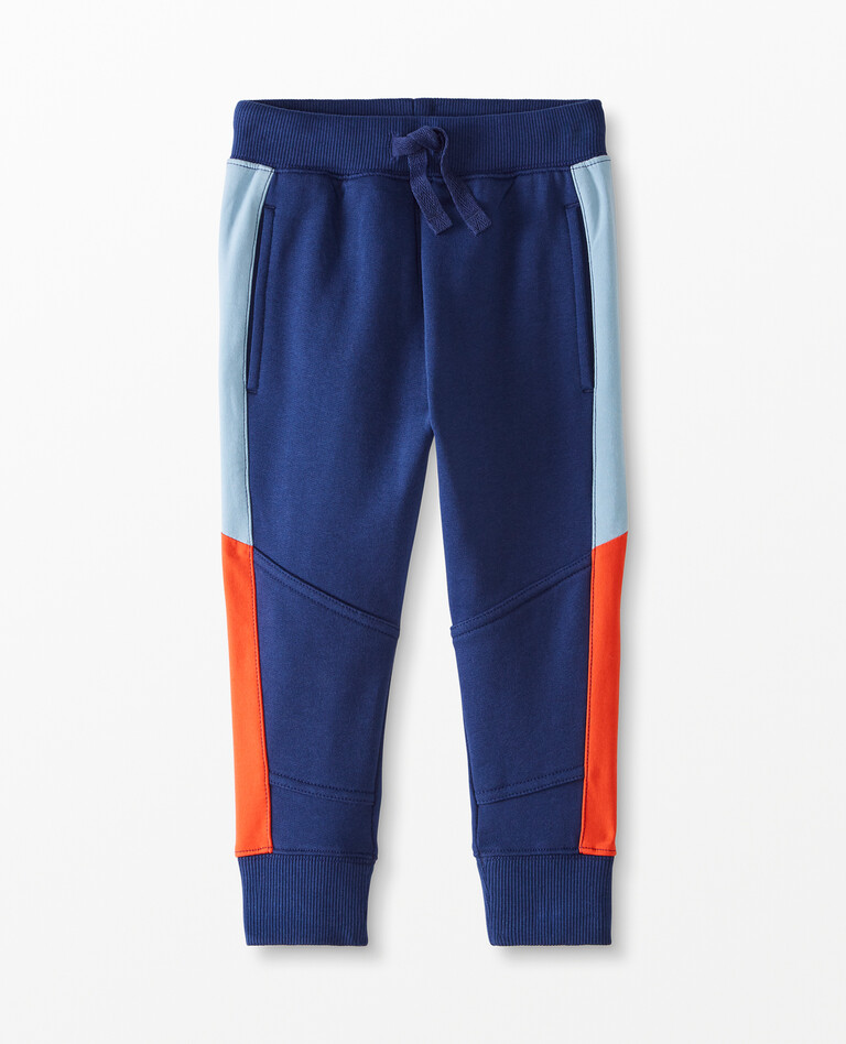 Colorblock Side Panel Jogger In French Terry in Navy Blue - main