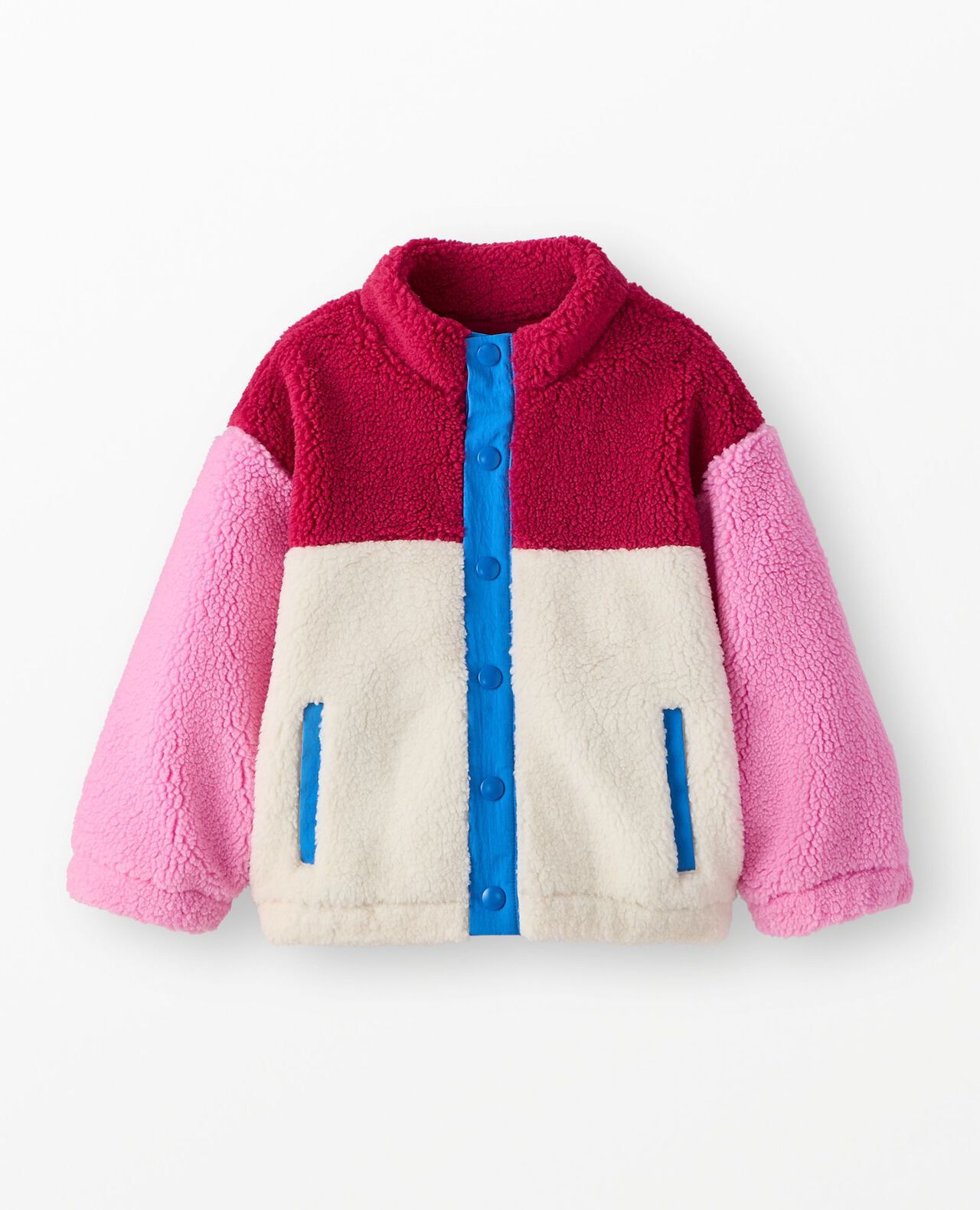 Faux Shearling Colorblock Jacket in Pink/Blue Multi Colorblock - main