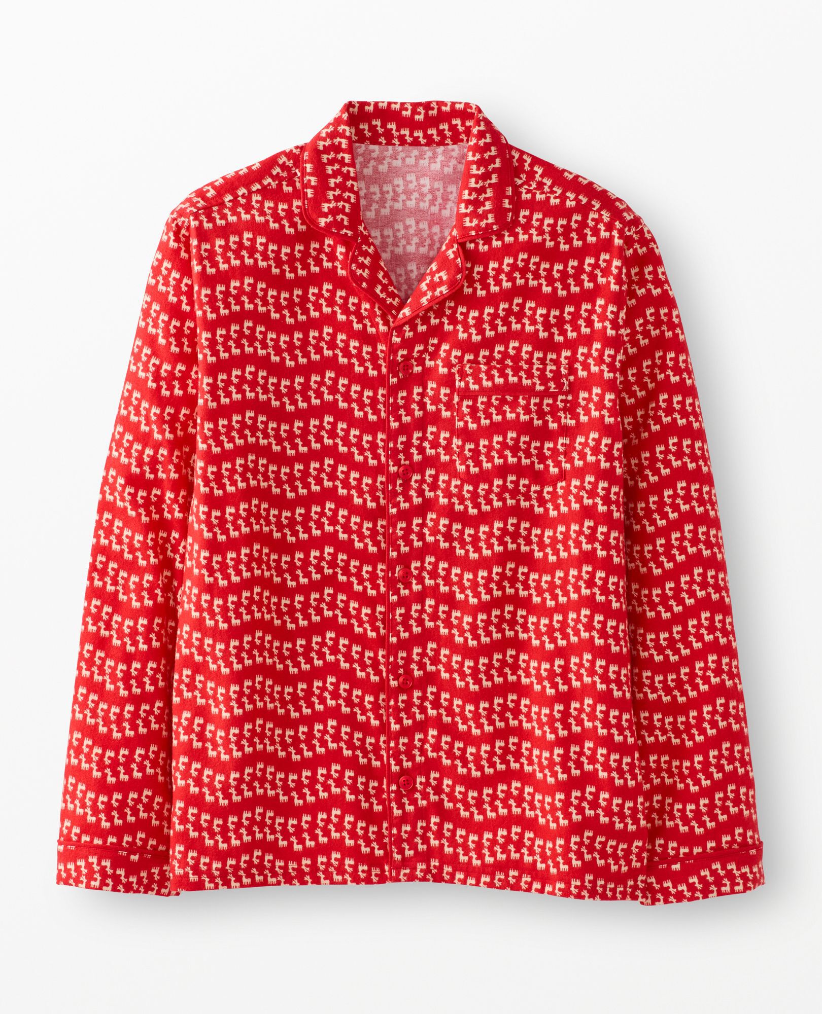 Adult Holiday Flannel Pajama Top in Flying Dear Deer - main