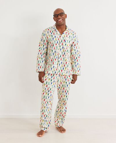 Adult Holiday Flannel Pajama Top in Bright Bulbs - main
