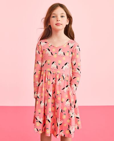 Long Sleeve Skater Dress with Pockets in Unicorns - main