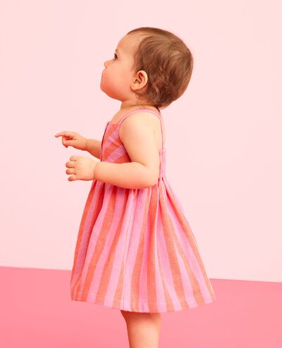 Baby Sleeveless Linen Dress & Bloomers Set in Echinacea/Sun Fire - main