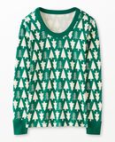 Women's Holiday Long John Pajama Top in Winter Green - main