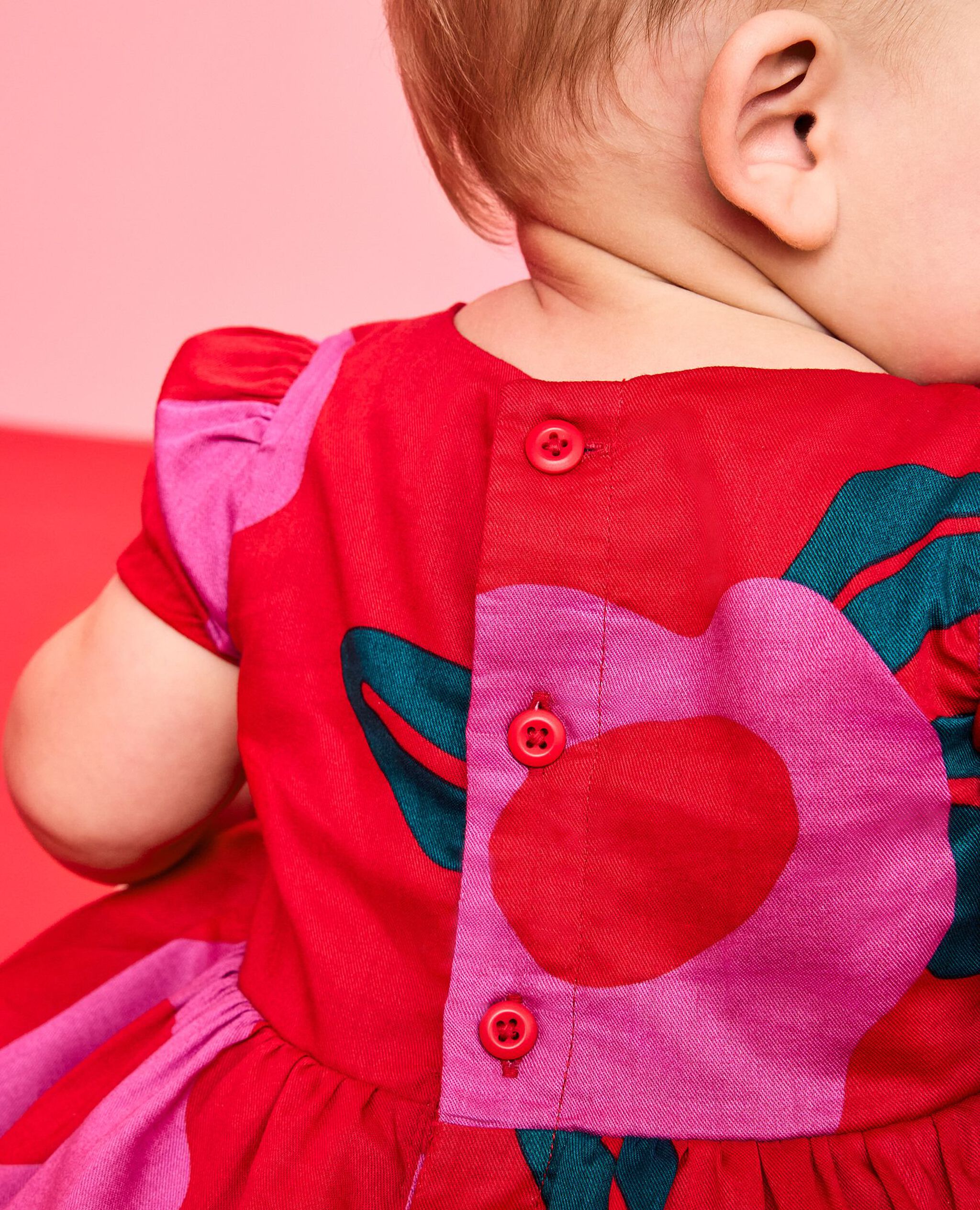 Baby Sateen Tulle Dress & Bloomers Set in Purple Orchid Holiday Floral on Ribbon Red - main