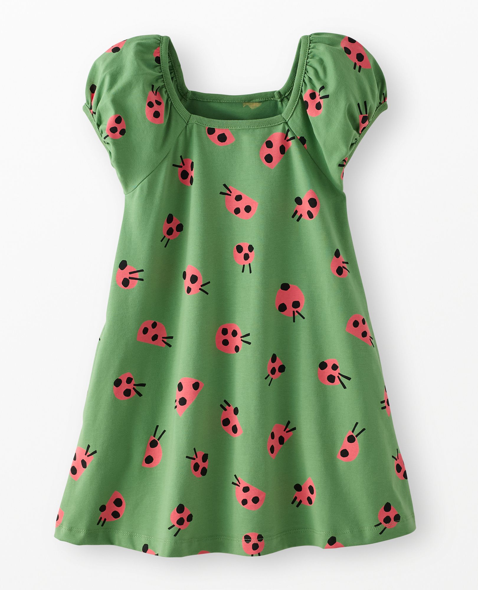 Puff Sleeve Dress with Pockets in Lucky Ladybugs - main