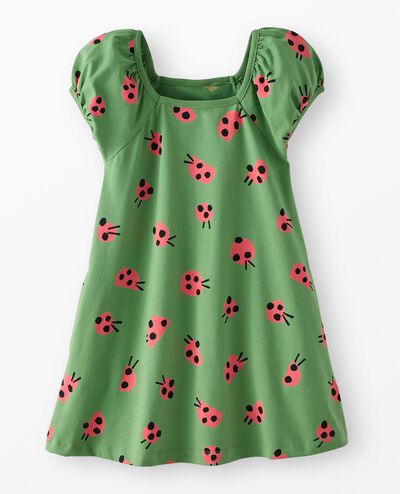 Puff Sleeve Dress with Pockets in Lucky Ladybugs - main