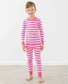 Long John Pajamas In Organic Cotton in Power Pink/Hanna White - main
