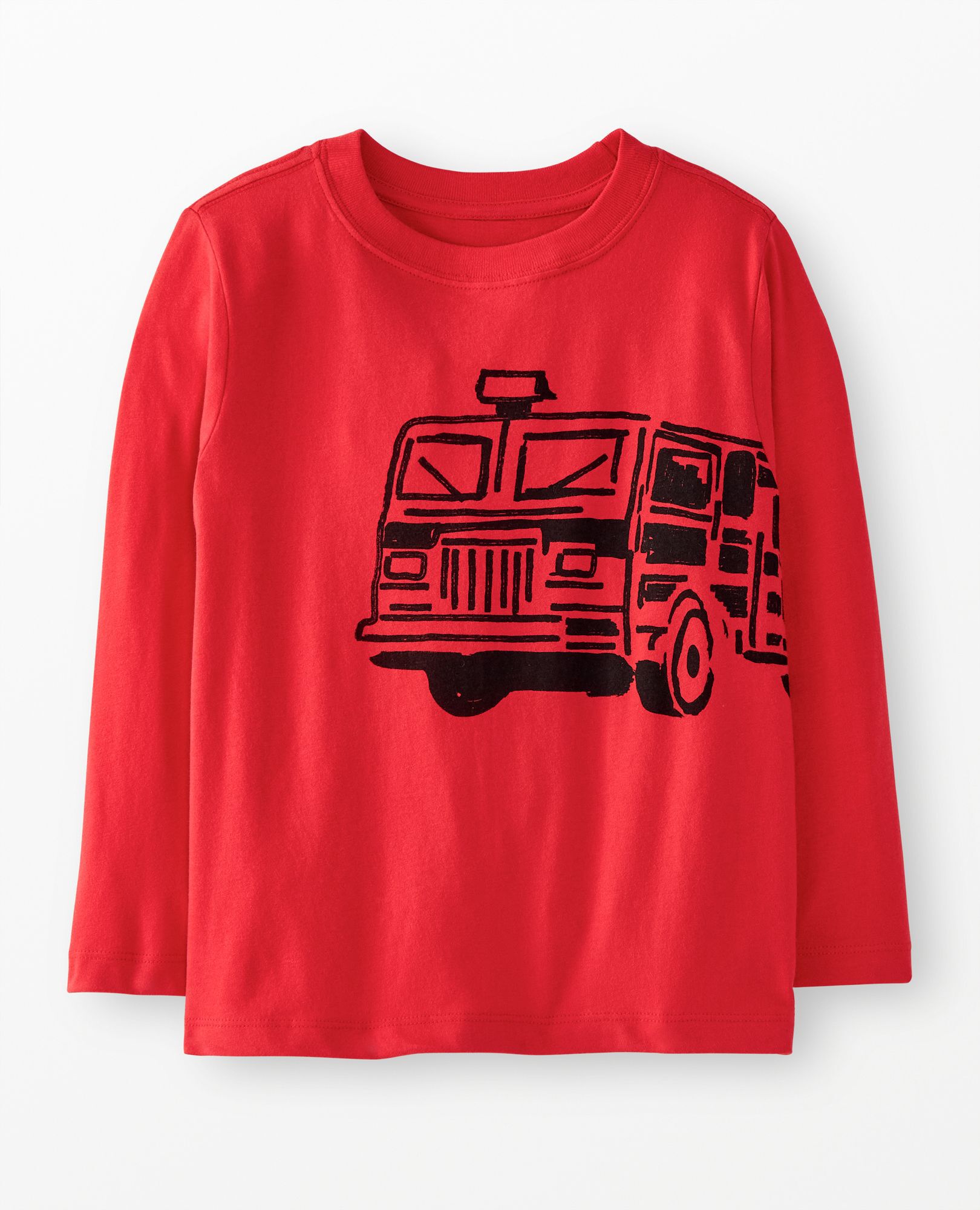 Long Sleeve Relaxed Fit Graphic T-Shirt in Firetruck - main
