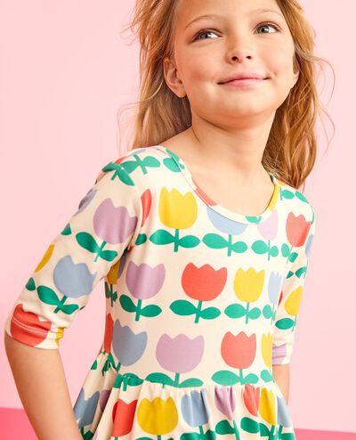 Skater Dress with Pockets in Rainbow Tulips - main