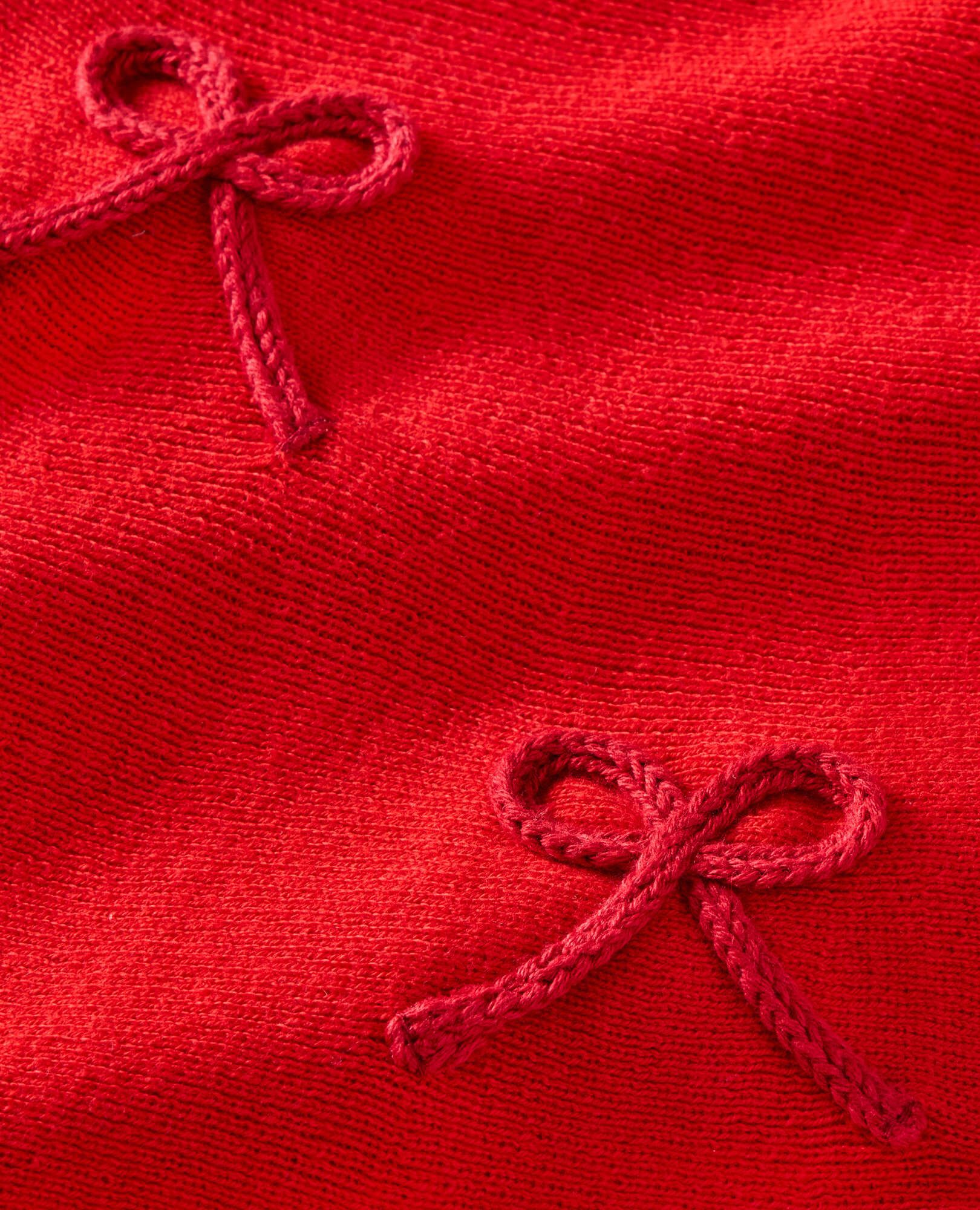 Mock Neck Embroidered Sweater Dress in Ribbon Red - main