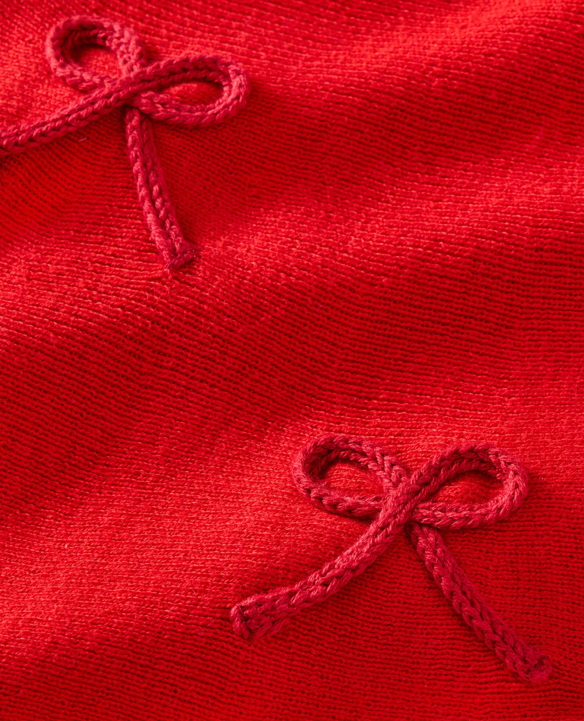 Mock Neck Embroidered Sweater Dress in Ribbon Red - main