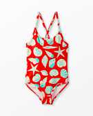 Recycled Women's Swim Suit in Red Seashells - main